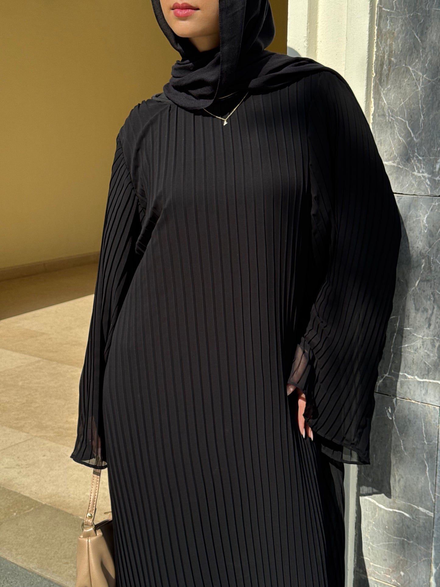 Classic Black Pleated Abaya