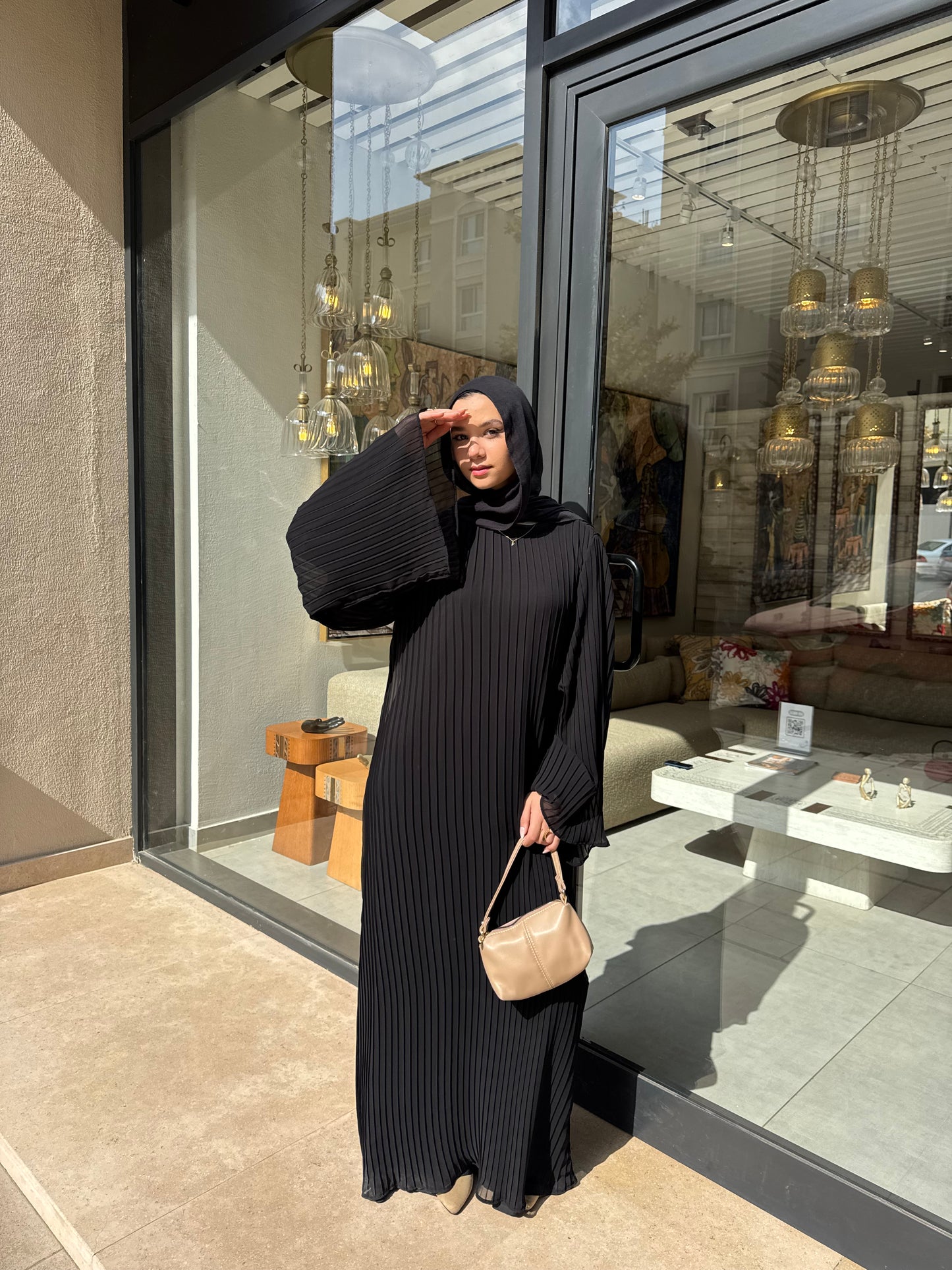 Classic Black Pleated Abaya