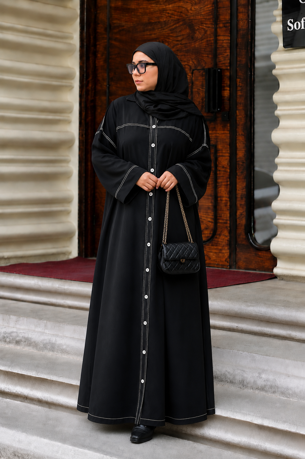 White line Abaya
